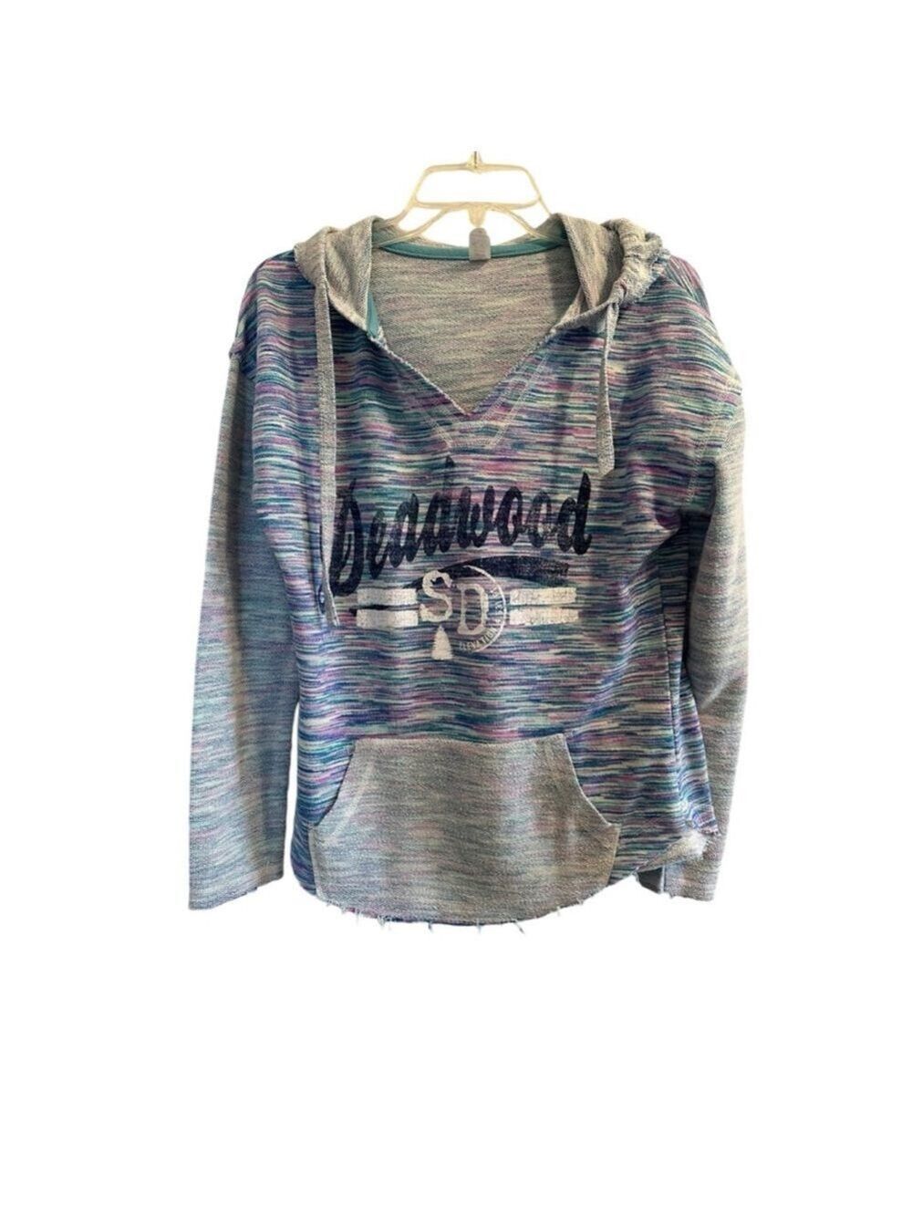 Salt Creek Deadwood SD Womens Lightweight Hoodie Medium Distressed Casual Blue